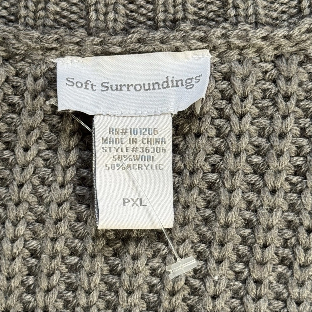 Soft Surroundings Button Front Gray Tunic Sweater Wool Blend Short Sleeve PXL - Picture 4 of 5